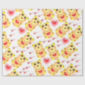 Sweet Heart Bear Nursery Pattern Geschenkpapier (Flach)