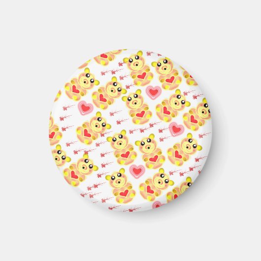 Sweet Heart Bear Nursery Pattern Magnet (Vorne)