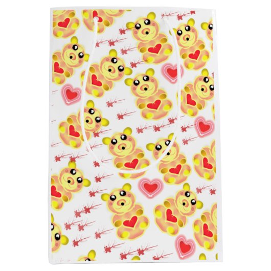 Sweet Heart Bear Nursery Pattern Mittlere Geschenktüte (Vorderseite)