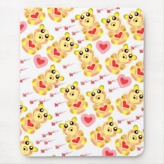 Sweet Heart Bear Nursery Pattern Mousepad (Vorne)