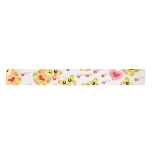 Sweet Heart Bear Nursery Pattern Satinband (Vorderseite)