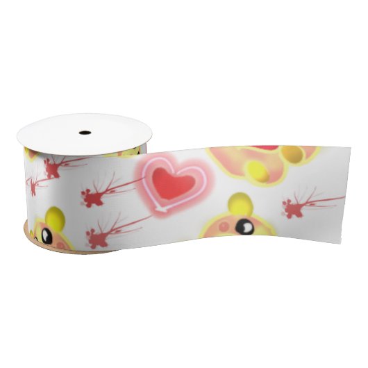 Sweet Heart Bear Nursery Pattern Satinband (Spule)