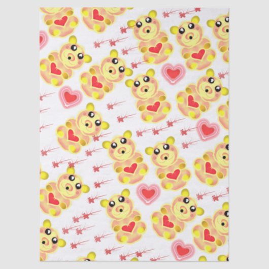 Sweet Heart Bear Nursery Pattern Seidenpapier (Vorderseite)