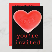 Sweet Heart Black Einladung "You're Invited" (Vorne/Hinten)