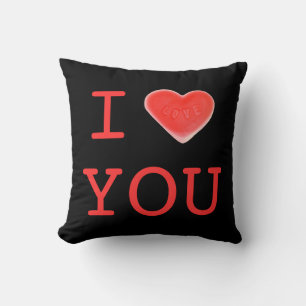 Sweet Heart Black 'I heart You' Square Kissen