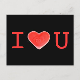Sweet Heart Black "I Liebe U" Postkarte