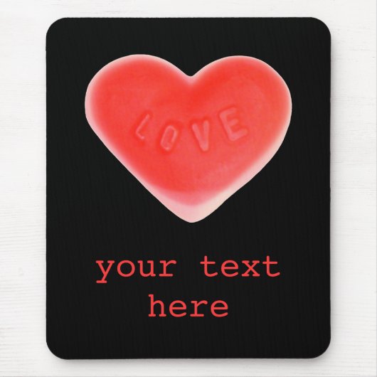 Sweet Heart Black 'Your Text' Mousepad (Vorne)