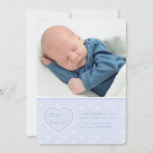Sweet Heart Blue Foto Geburtsankündigung Ankündigung