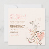 Sweet Heart & Butterfly Wirbel Hochzeit Einladung (Vorderseite)