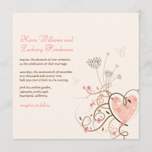 Sweet Heart & Butterfly Wirbel Hochzeit Einladung