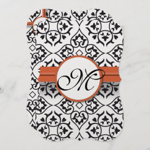 Sweet Heart Damask Side Border Coral Trim Hochzeit Einladung