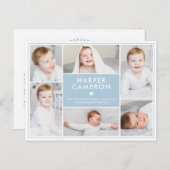 Sweet Heart Editable Color Birth Ankündigung Postkarte (Vorne/Hinten)