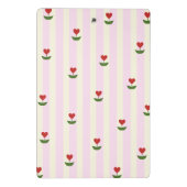 Sweet Heart Flower Pattern – Soft Pink Striped Mini Klemmbrett (Rückseite)