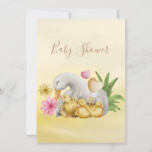 Sweet Heart Greenery Yellow Mommy & Baby Dusche Einladung (Rückseite)