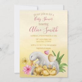 Sweet Heart Greenery Yellow Mommy & Baby Dusche Einladung