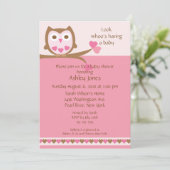 Sweet Heart Owl Babydusche Einladung (Stehend Vorderseite)
