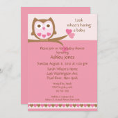 Sweet Heart Owl Babydusche Einladung (Vorne/Hinten)