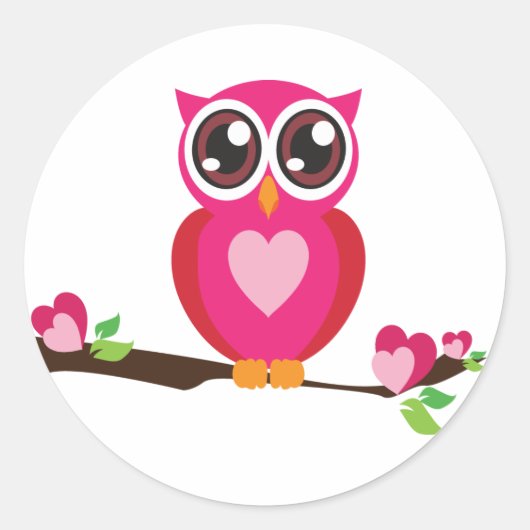 Sweet Heart Owl Runder Aufkleber (Vorderseite)