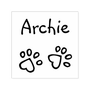 Sweet Heart Paw Prints mit Name Pet Signature Permastempel