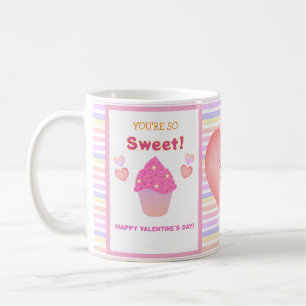 Sweet Heart Pink Cupcakes Stripes Valentinstag Kaffeetasse