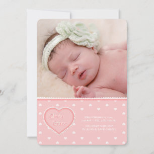 Sweet Heart Pink Foto Geburtsankündigung Ankündigung