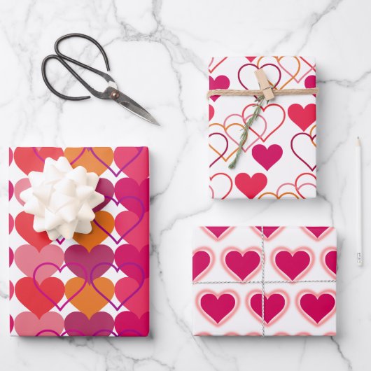 Sweet Heart Wrapping Paper Flat Sheet Set 3 Geschenkpapier Set (Vorderseite)
