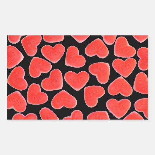 Sweet Hearts Black Aufkleber Rechteck (Vorderseite)