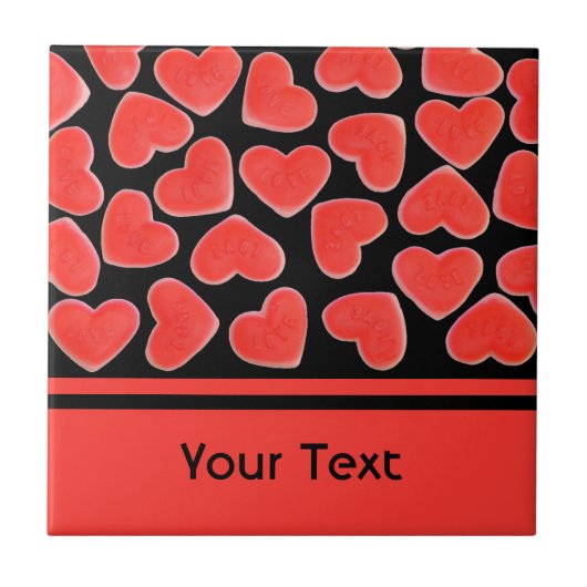 Sweet Hearts Black 'text' tile Fliese (Vorderseite)