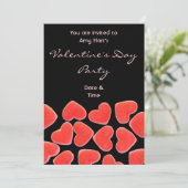 Sweet Hearts Black 'Valentine's Party' Einladung (Stehend Vorderseite)