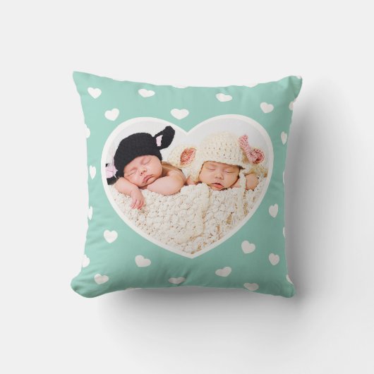 Sweet Hearts Custom Foto Kissen / Minze (Vorderseite)