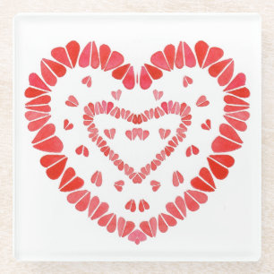 SWEET HEARTS Glass Beverage Coaster Glasuntersetzer
