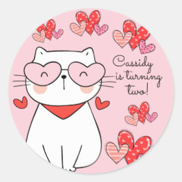 Sweet Hearts Kitten, Kitten Sie mir zum Geburtstag Runder Aufkleber