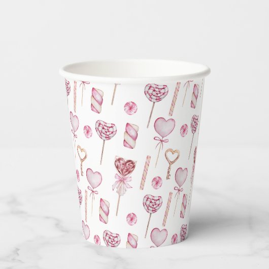 Sweet Hearts Muster Pappbecher (Rückseite)