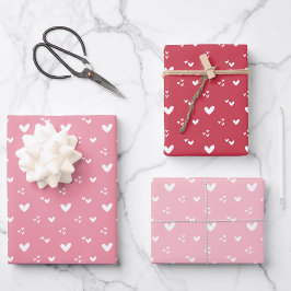 Sweet Hearts Muster Rot und Rosa Geschenkpapier Set
