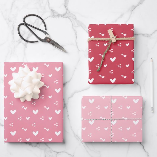 Sweet Hearts Muster Rot und Rosa Geschenkpapier Set
