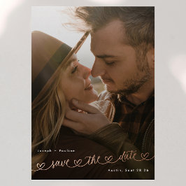 Sweet Hearts Photo Wedding Save The date Rose Gold Folieneinladung