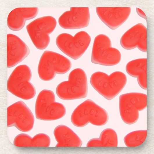 Sweet Hearts Pink Cork Untersetzer Set (Vorderseite)