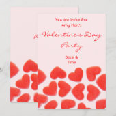 Sweet Hearts Pink Einladung "Valentinisches Party" (Vorne/Hinten)