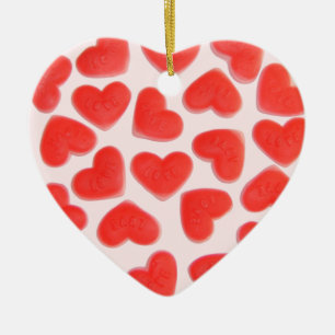 Sweet Hearts Pink "Name & Datum" Herzrot hinten Keramikornament