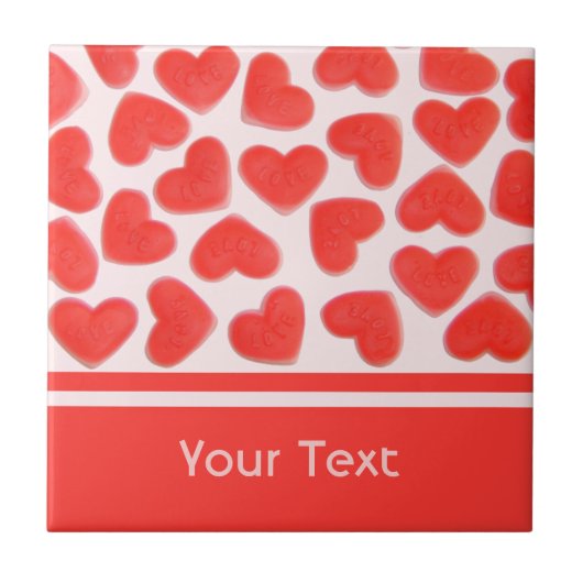 Sweet Hearts Pink 'text' tile Fliese (Vorderseite)