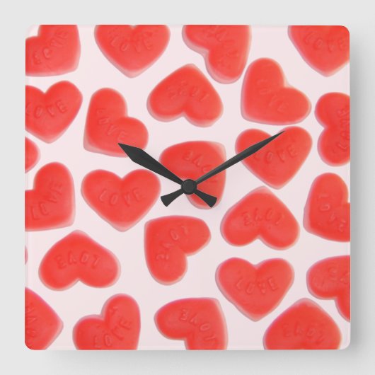 Sweet Hearts Pink Uhr Quadrat (Vorderseite)