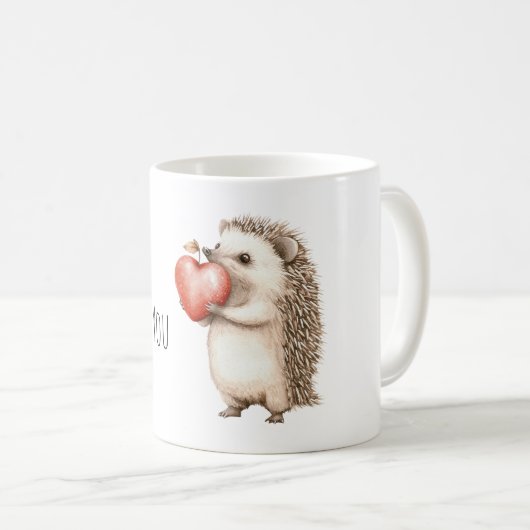 Sweet Hedgehog Love Heart Kaffeetasse (VorderseiteRechts)