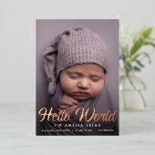 Sweet Hello World Foil Birth Foto Ankündigung (Stehend vorne)