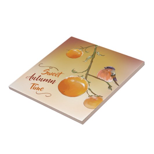 Sweet Herbst Niedlich Orange Persimmon Frucht & Bi Fliese (Seite)