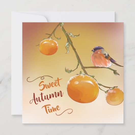 Sweet Herbst Niedlich Orange Persimmon Frucht & Bi Karte (Vorderseite)
