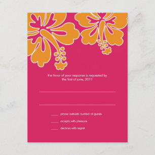 Sweet Hibiskus Wedding RSVP Card Karte