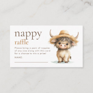 Sweet Highland Cow Nappy Raffle Baby Dusche Begleitkarte