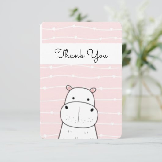 Sweet Hippo Dankeskarte (Stehend Vorderseite)