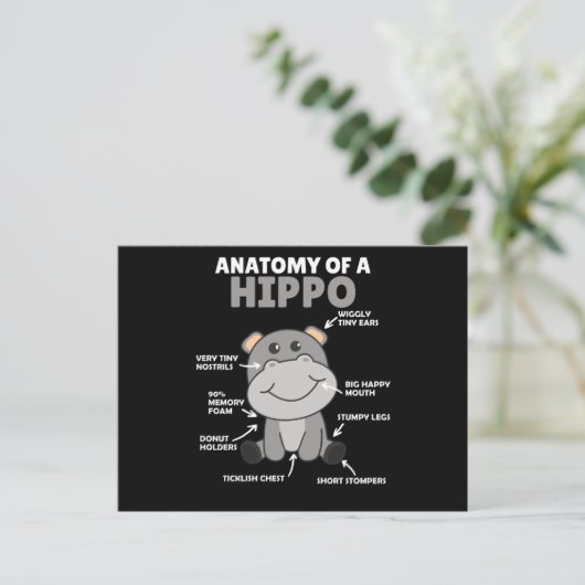 Sweet Hippo Statement Anatomie eines Hippo Postkarte (Stehend Vorderseite)