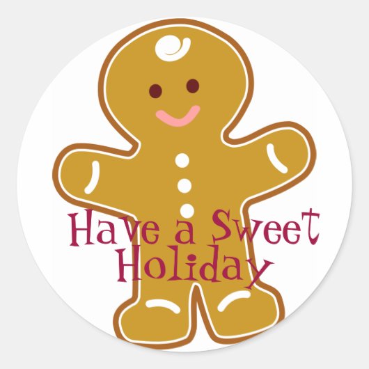 Sweet Holiday Gingerbrot Man Label Runder Aufkleber (Vorderseite)